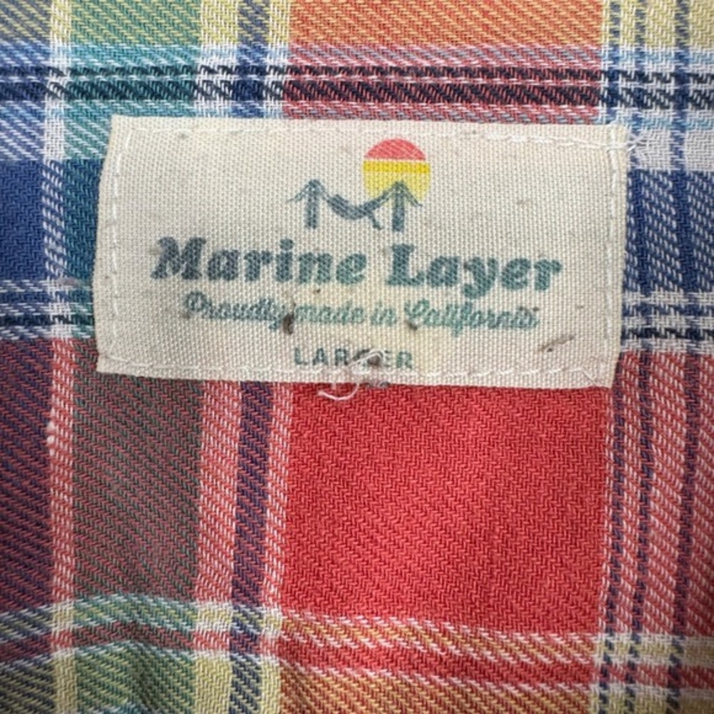 Marine‎ Layer Mens Large Plaid Button Down Shirt Long Sleeve Multi Color Cotton - Picture 6 of 8
